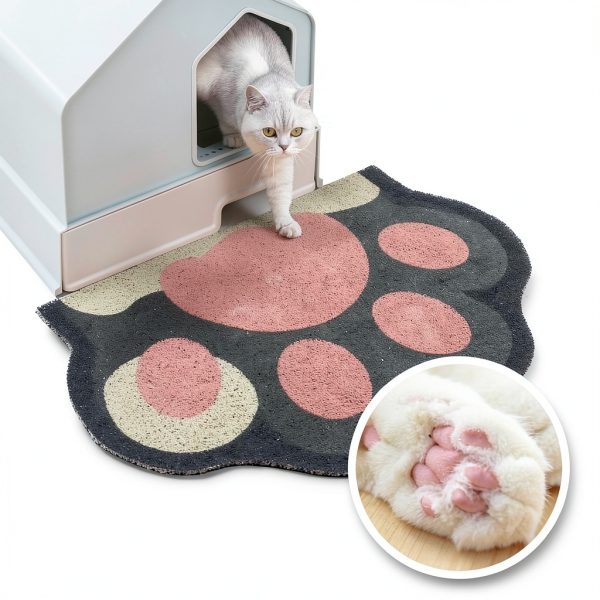 Cute Cat Litter Mat by Rarenut Large 24x16 Grey Pink Trapping Mat-6