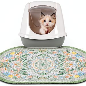 Cat Litter Mat Bienbee 24x15 Inch Non Slip Waterproof Rug Bean Green-0