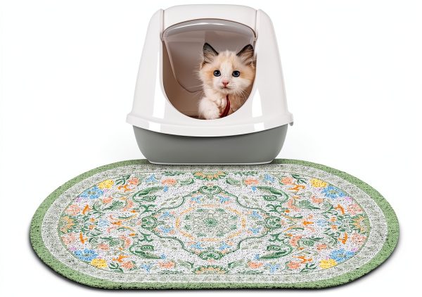 Cat Litter Mat Bienbee 24x15 Inch Non Slip Waterproof Rug Bean Green-0