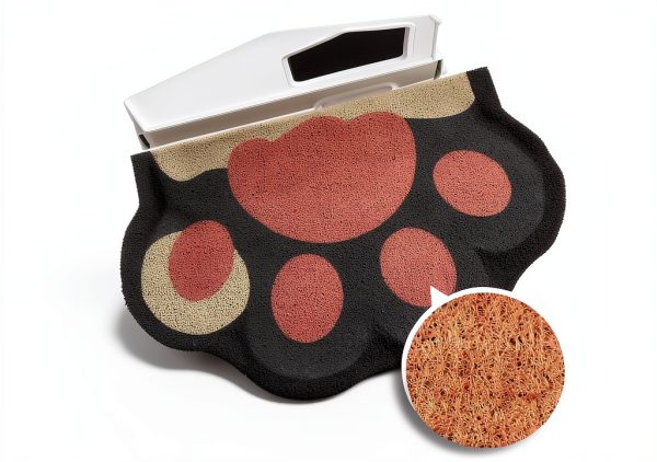 Cute Cat Litter Mat by Rarenut Large 24x16 Grey Pink Trapping Mat-0