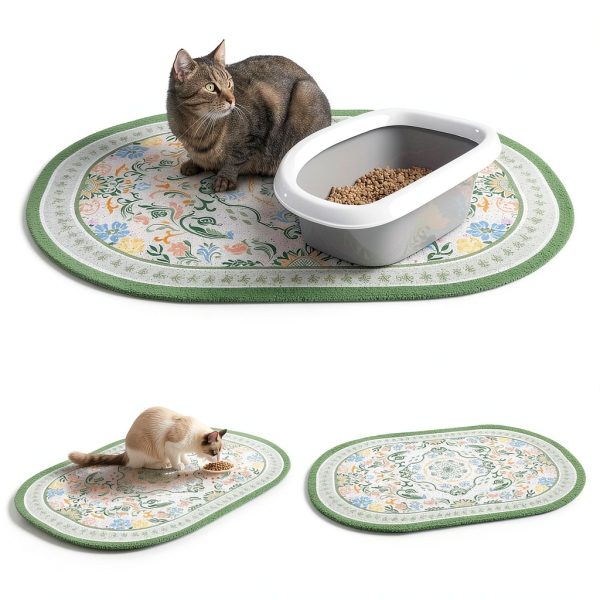 Cat Litter Mat Bienbee 24x15 Inch Non Slip Waterproof Rug Bean Green-6