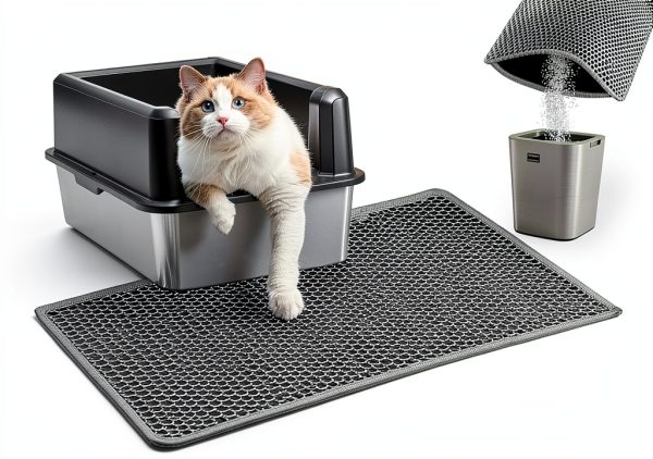 EVA Honeycomb Cat Litter Mat by Xuanyaente - Non‑Slip 23.4×14.7 Gray-0