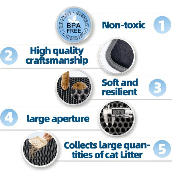 EVA Honeycomb Cat Litter Mat by Xuanyaente - Non‑Slip 23.4×14.7 Gray-1