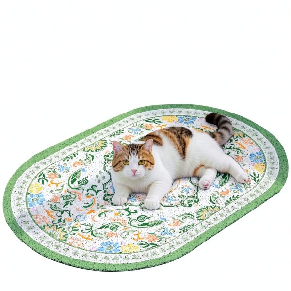 Cat Litter Mat Bienbee 24x15 Inch Non Slip Waterproof Rug Bean Green-4