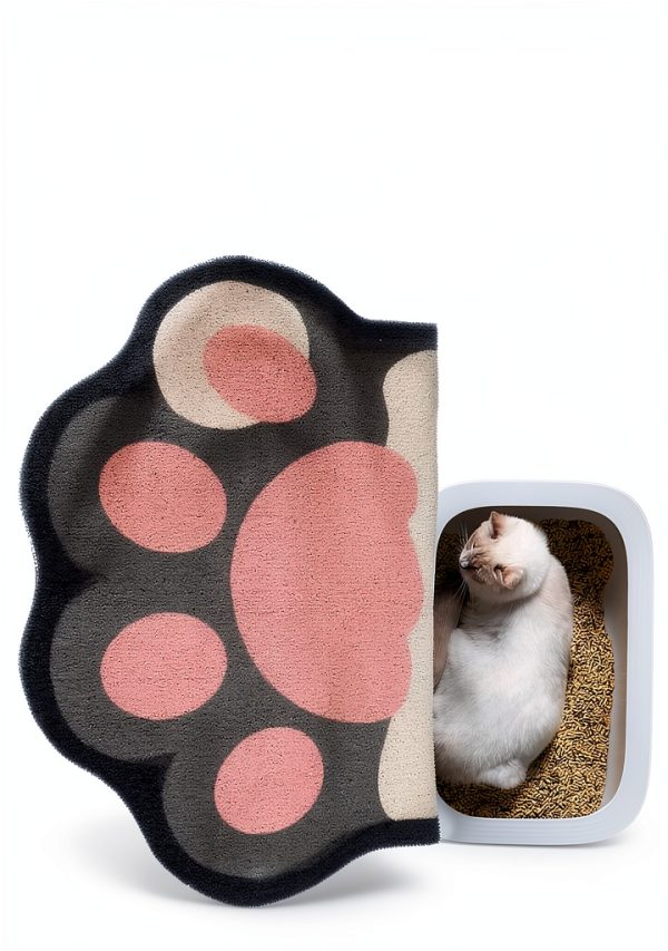 Cute Cat Litter Mat by Rarenut Large 24x16 Grey Pink Trapping Mat-2