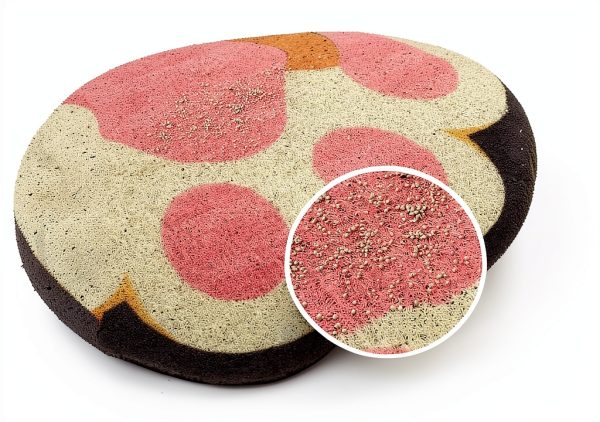 Cute Cat Litter Mat by Rarenut Large 24x16 Grey Pink Trapping Mat-1