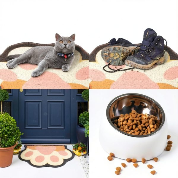 Cute Cat Litter Mat by Rarenut Large 24x16 Grey Pink Trapping Mat-5