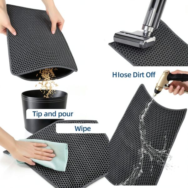 EVA Honeycomb Cat Litter Mat by Xuanyaente - Non‑Slip 23.4×14.7 Gray-4
