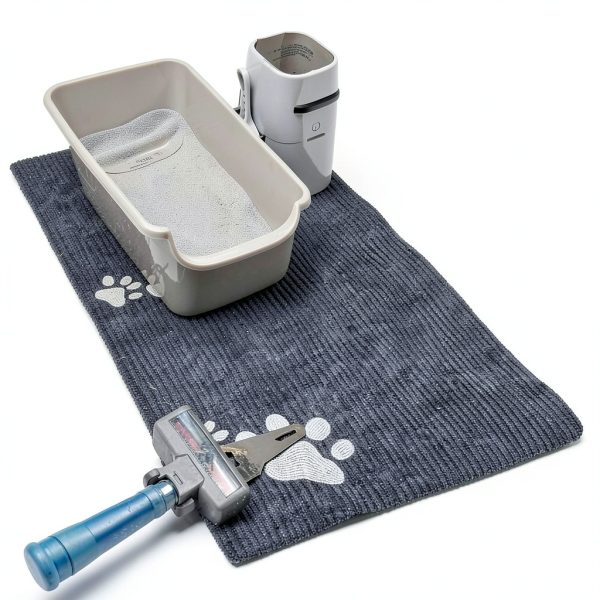 BEAUTYZOO Cat Litter Mat Litter Trapping Mat, 28"x 36" Large Litter Box Mat, Waterproof Kitty Litter Mat, Non-Slip Litter Rug Mats Pads for Floor Scatter Control, Soft on Paws & Easy to Clean, Grey-6