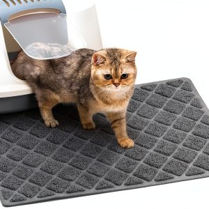 Cat Litter Mat BOOMIBOO PVC Litter Box Mat 23x14 Grey Non‑Slip-0