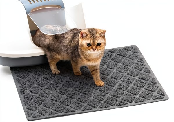 Cat Litter Mat BOOMIBOO PVC Litter Box Mat 23x14 Grey Non‑Slip-0
