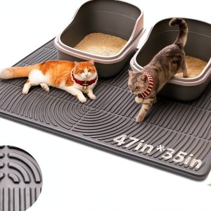 Cat Litter Box Mat Pawtasy XL 47x35 Silicone Non Slip-0