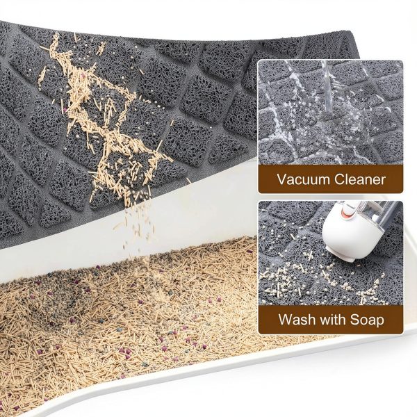 Cat Litter Mat BOOMIBOO PVC Litter Box Mat 23x14 Grey Non‑Slip-5