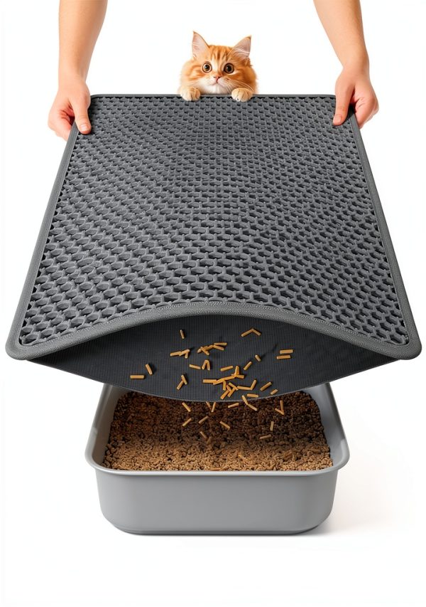 27" x 19" Cat Litter Mat by Powools - Double Layer Urine-Proof Grey-3