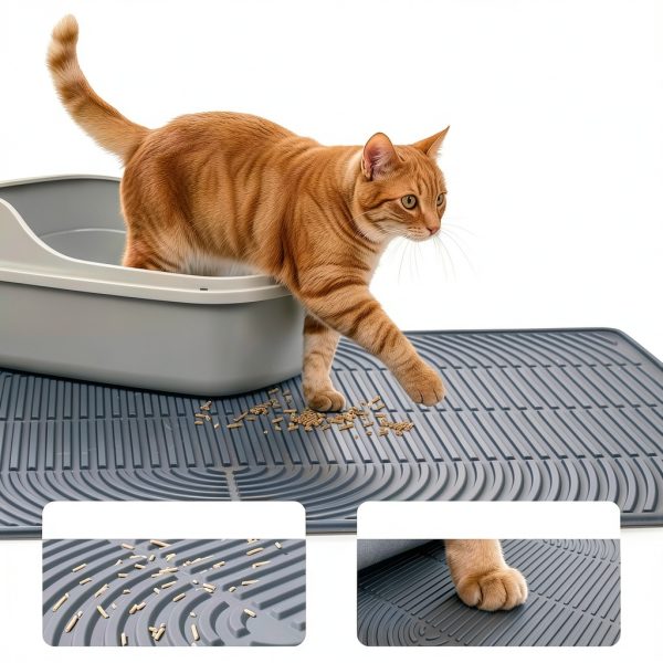 Cat Litter Box Mat Pawtasy XL 47x35 Silicone Non Slip-1