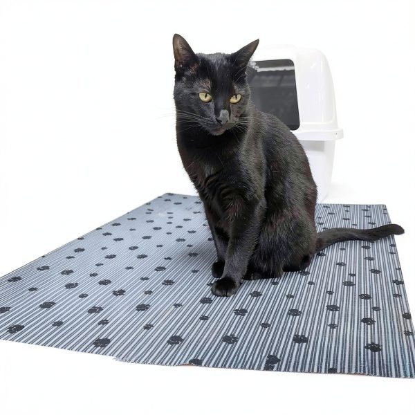 Drymate XL Original Cat Litter Mat, Contains Mess from Box, Protects Floors, Urine-Proof, Machine Washable, Soft on Kitty Paws, Absorbent, Waterproof (USA Made, Recycled Content) (28”x36”)(GreyStripe)-1