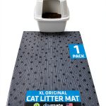 Drymate XL Original Cat Litter Mat, Contains Mess from Box, Protects Floors, Urine-Proof, Machine Washable, Soft on Kitty Paws, Absorbent, Waterproof (USA Made, Recycled Content) (28”x36”)(GreyStripe)-0