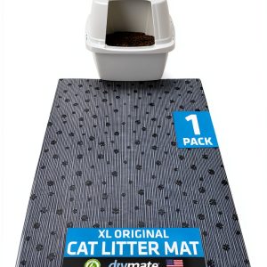 Drymate XL Original Cat Litter Mat, Contains Mess from Box, Protects Floors, Urine-Proof, Machine Washable, Soft on Kitty Paws, Absorbent, Waterproof (USA Made, Recycled Content) (28”x36”)(GreyStripe)-0